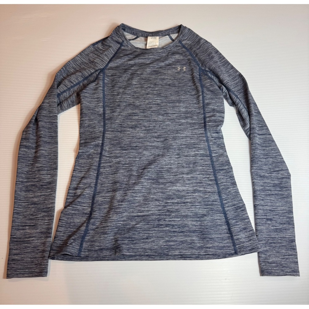 Under Armour Womens Long Sleeve Athletic Top Blue Heathered Thumb Holes‎ Medium